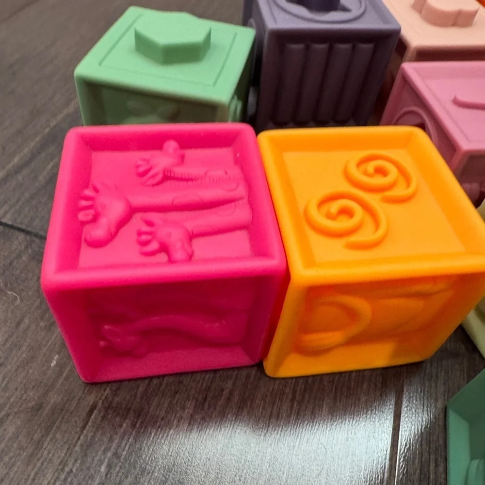 NWOT Rubber Colorful Stacking Building Blocks Set for Kids Infants Baby Toddlers